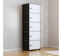 MUMUXIAO Lot de 5 cubes de rangement empilables avec portes, étagères de placard modulaires en plastique à monter soi-même, pour chambre à coucher, salon, dortoir, grande bibliothèque de rangement