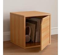 MUMUXIAO Organiseur de placard cube avec portes, armoire empilable en bois pour la maison, le bureau, bibliothèque modulaire pour petits espaces (naturel, 1 niveau)
