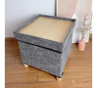 MUMUXIAO Ottomane carrée avec rangement, repose-pieds de 30 x 30 cm, petite table basse cube avec pieds en bois, coffre de rangement pliable pour salon, chambre à coucher (noir)