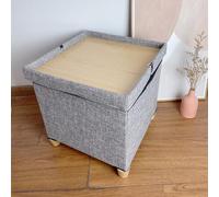 MUMUXIAO Ottomane carrée avec rangement, repose-pieds de 30 x 30 cm, petite table basse cube avec pieds en bois, coffre de rangement pliable pour salon, chambre à coucher (gris foncé)