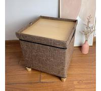 MUMUXIAO Ottomane carrée avec rangement, repose-pieds de 30 x 30 cm, petite table basse cube avec pieds en bois, coffre de rangement pliable pour salon, chambre à coucher (marron)