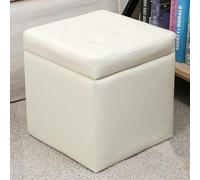 MUMUXIAO Ottomane rembourrée avec rangement, repose-pieds de luxe, siège rembourré pour salon, chambre à coucher, petit cube de rangement en similicuir avec couvercle à charnière (blanc)