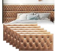 MUMUXIAO Panneau mural autocollant 3D anti-collision pour chambre à coucher - 70 x 35 cm - Protection de tête de lit - Panneaux muraux rembourrés (marron, 6)