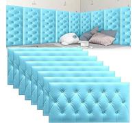 MUMUXIAO Panneau mural autocollant 3D anti-collision pour chambre à coucher - 70 x 35 cm - Protection de tête de lit - Panneaux muraux rembourrés (bleu, 8)