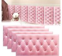 MUMUXIAO Panneau mural autocollant 3D anti-collision pour chambre à coucher - 70 x 35 cm - Protection de tête de lit - Coussin mural rembourré (rose, 4)