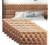 MUMUXIAO Panneau mural autocollant 3D anti-collision pour chambre à coucher - 70 x 35 cm - Protection de tête de lit - Panneaux muraux rembourrés (marron, 8)