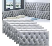 MUMUXIAO Panneau mural autocollant 3D anti-collision pour chambre à coucher - 70 x 35 cm - Protection de tête de lit - Panneaux muraux rembourrés (gris, 8)