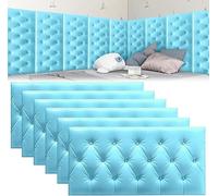MUMUXIAO Panneau mural autocollant 3D anti-collision pour chambre à coucher - 70 x 35 cm - Protection de tête de lit - Panneaux muraux rembourrés (bleu, 6)