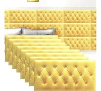MUMUXIAO Panneau mural autocollant 3D anti-collision pour chambre à coucher - 70 x 35 cm - Protection de tête de lit - Panneaux muraux rembourrés (jaune, 8)