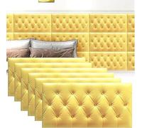 MUMUXIAO Panneau mural autocollant 3D anti-collision pour chambre à coucher - 70 x 35 cm - Protection de tête de lit - Panneaux muraux rembourrés (jaune, 6)