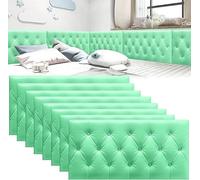 MUMUXIAO Panneau mural autocollant 3D anti-collision pour chambre à coucher - 70 x 35 cm - Protection de tête de lit - Panneaux muraux rembourrés (vert, 8)