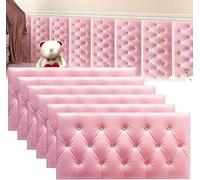 MUMUXIAO Panneau mural autocollant 3D anti-collision pour chambre à coucher - 70 x 35 cm - Protection de tête de lit - Coussin mural rembourré (rose, 6)