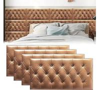 MUMUXIAO Panneau mural autocollant 3D anti-collision pour chambre à coucher - 70 x 35 cm - Protection de tête de lit - Panneaux muraux rembourrés (marron, 4)
