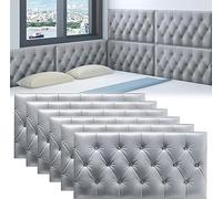 MUMUXIAO Panneau mural autocollant 3D anti-collision pour chambre à coucher - 70 x 35 cm - Protection de tête de lit - Panneaux muraux rembourrés (gris, 6)