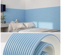 MUMUXIAO Panneaux muraux rembourrés autocollants 3D anti-collision pour tête de lit - 200 x 20 cm - Coussin mural décoratif pour chambre à coucher (bleu)