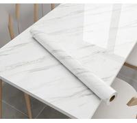MUMUXIAO Papier contact marbre brillant pour comptoir de cuisine, papier peint autocollant imperméable en vinyle pour cuisine et salle de bain (40 x 300 cm, blanc)