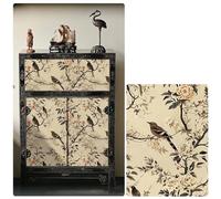 MUMUXIAO Papier peint autocollant en vinyle imperméable pour armoire, tiroir, bureau - Motif floral vintage - 44 x 200 cm - Beige