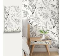 MUMUXIAO Papier peint floral à décoller et à coller - 40 x 100 cm - Papier peint vintage bohème imperméable - Autocollant mural pour armoire, tiroir, étagère (gris)