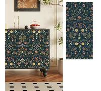 MUMUXIAO Papier peint vintage à décoller et à coller - 44 cm de large - Motif floral - Papier peint autocollant en vinyle imperméable pour armoire, tiroir, étagère (noir, 44 x 300 cm)