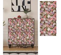 MUMUXIAO Papier peint vintage à décoller et à coller - 44 cm de large - Motif floral - Papier peint autocollant en vinyle imperméable pour armoire, tiroir, étagère - Rose 2, 44 x 500 cm