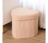 MUMUXIAO Pouf de rangement rembourré en forme de cœur - Repose-pieds pliable pour salon, chambre à coucher - Siège rembourré en peluche moelleuse (kaki)