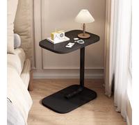 MUMUXIAO Table d'appoint de lit en forme de C avec roulettes cachées, plateau TV, plateau de nourriture, plateau de collation, bureau de rangement robuste pour chambre à coucher (noir)