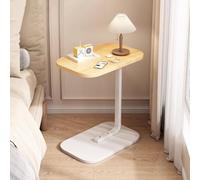 MUMUXIAO Table d'appoint de lit en forme de C avec roulettes cachées, plateau TV, plateau de nourriture, plateau de collation, bureau de rangement robuste pour chambre à coucher (bois-blanc)