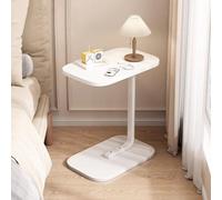 MUMUXIAO Table d'appoint de lit en forme de C avec roulettes cachées, plateau TV, plateau de nourriture, plateau de collation, bureau de rangement robuste pour chambre à coucher (blanc)