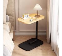 MUMUXIAO Table d'appoint de lit en forme de C avec roulettes dissimulées, plateau TV, plateau de rangement robuste pour chambre à coucher (bois-noir)