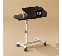 MUMUXIAO Table d'appoint de lit réglable en forme de C avec roues roulantes, table d'appoint pour canapé, bureau à roulettes dissimulées (noir)
