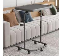 MUMUXIAO Table d'appoint en forme de C avec roulettes, petite table d'appoint qui se glisse sous pour canapé-lit, plateau TV réglable en hauteur, table d'étude, bureau debout pour ordinateur portable