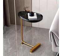 MUMUXIAO Table d'appoint en forme de C pour canapé-lit, bureau debout de 60 cm de hauteur avec roulettes cachées, plateau de boissons, tables de rangement pour manger, lire (noir/doré)