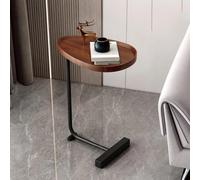 MUMUXIAO Table d'appoint en forme de C pour canapé-lit, bureau debout de 60 cm de hauteur avec roulettes cachées, plateau de boissons, tables de rangement pour manger, lire (marron-noir)