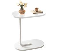 MUMUXIAO Table d'appoint en forme de C pour petit espace, bureau debout de forme ovale qui glisse en dessous, tables d'appoint pour chambre à coucher, bureau à domicile (blanc)