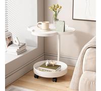 MUMUXIAO Table d'appoint mobile en forme de C pour petit endroit, salon, chambre à coucher, table d'appoint mobile avec roulettes, plateau TV, table de canapé, tables basses pour canapé-lit (blanc)