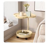 MUMUXIAO Table d'appoint mobile en forme de C pour petit endroit, salon, chambre à coucher, table d'appoint mobile avec roulettes, plateau TV, table de canapé, table basse pour canapé-lit (beige)