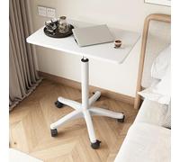 MUMUXIAO Table d'appoint réglable en hauteur avec roulettes, chariot roulant mobile, table de chevet pour ordinateur, table de chevet en forme de C pour chambre d'hôpital, chambre à coucher (blanc)