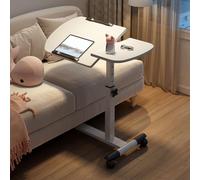 MUMUXIAO Table d'appoint réglable en hauteur, tables d'appoint robustes avec plateau inclinable, table d'appoint en forme de C, bureau de chevet avec butée de bord (blanc)