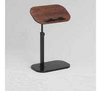 MUMUXIAO Table de chevet réglable en hauteur avec plateau inclinable, tables d'appoint de canapé pour petits espaces, plateau TV pivotant à 90°, table d'appoint en forme de C (marron-noir)
