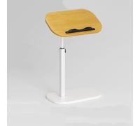 MUMUXIAO Table de chevet réglable en hauteur avec plateau inclinable, tables d'appoint de canapé pour petits espaces, plateau TV pivotant à 90°, table d'appoint en forme de C (jaune-blanc)