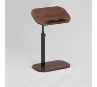 MUMUXIAO Table de chevet réglable en hauteur avec plateau inclinable, tables d'appoint de canapé pour petits espaces, plateau TV pivotant à 90°, table d'appoint en forme de C, bureau debout (marron)