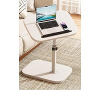 MUMUXIAO Tables d'appoint réglables en hauteur pour lit, canapé, table d'appoint en forme de C avec bureau pivotant, pour ordinateur portable, lit d'hôpital, blanc