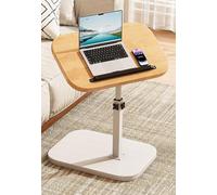MUMUXIAO Tables d'appoint réglables en hauteur pour lit, canapé, table d'appoint en forme de C avec bureau pivotant, pour ordinateur portable, lit d'hôpital (beige)