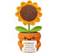 MuMyer Poupée tournesol en laine tricotée à la main - Cadeau de remerciement pour enseignant - Cadeau pour femme, amie, collègue de travail - Fête des mères, anniversaire