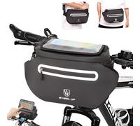 Munaduna Sacoche de guidon de vélo, avec adaptateur, 4,5 l, avec support de téléphone portable, pour vélo électrique, sac 3 en 1, étanche, avec protection contre la pluie, sacoche de guidon de vélo,