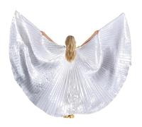 MUNAFIE Ailes d'halloween Costume pour Filles et garçons Ailes de fée Costume d'ailes d'Isis pour Carnaval Cosplay Party Argent