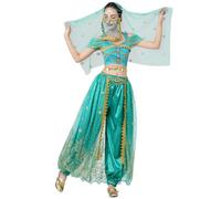MUNAFIE Costume Princesse Jasmine Femme, Déguisement Halloween Cosplay Danse du Ventre