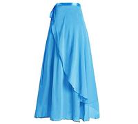 MUNAFIE Danse du Ventre Filles Dames en Mousseline De Soie Ventre Ballet Jupe Longue Danse Skate Wrap Over Foulard Jupe Bleu Ciel