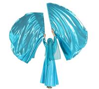 MUNAFIE Lot de 2 drapeaux d'adoration - Demi-cercle - Avec hampe flexible - Pour spectacle de danse - Église - Bleu clair