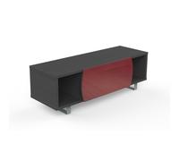 MUNARI meuble TV MK130 jusqu'à 55" Collection CORTINA EASY (Orme foncé / Rouge - bois, Verre et métal)